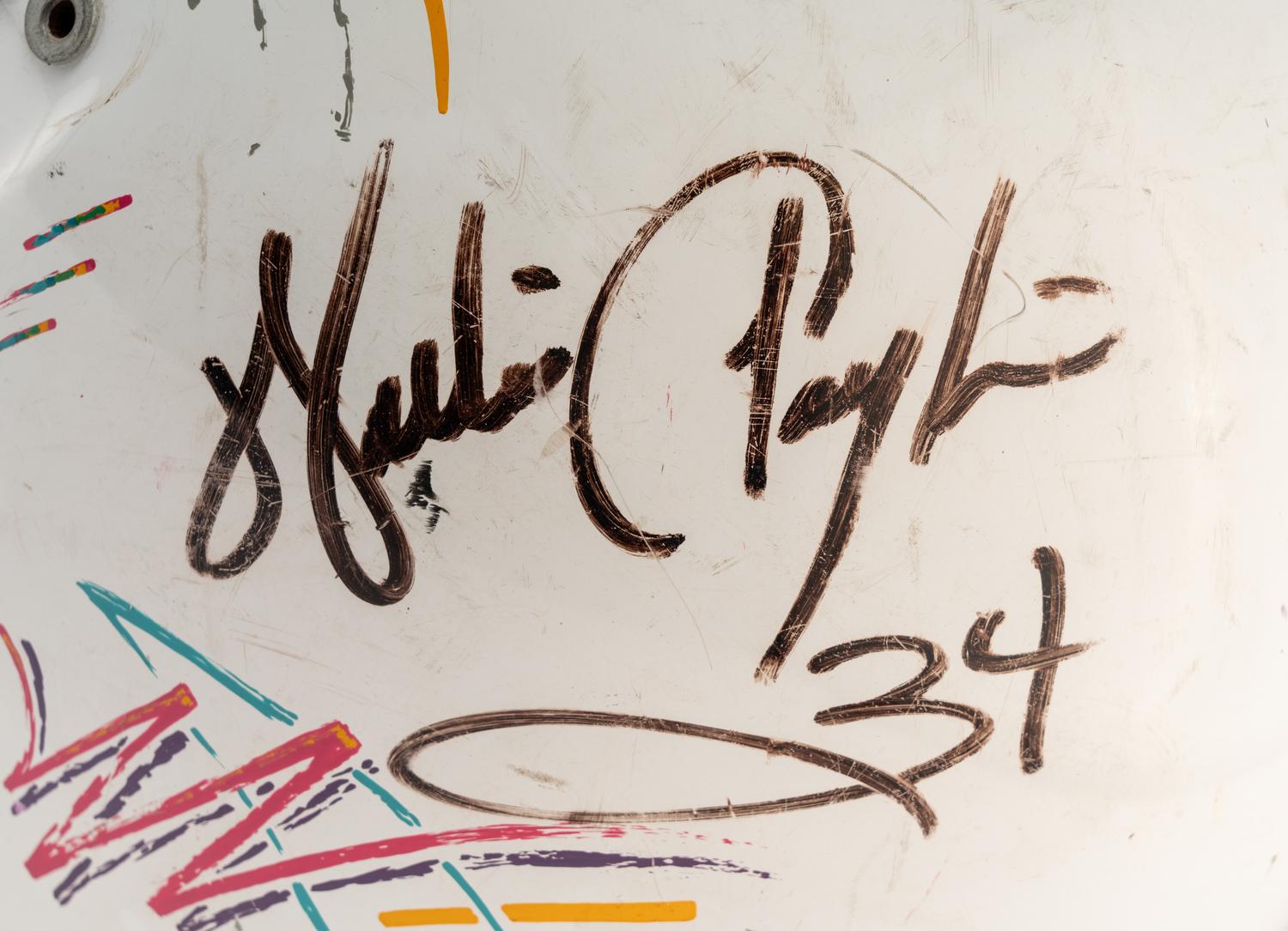 An Exceptionally Rare Walter Payton Race Used Signed Custom Auto Racing Helmet