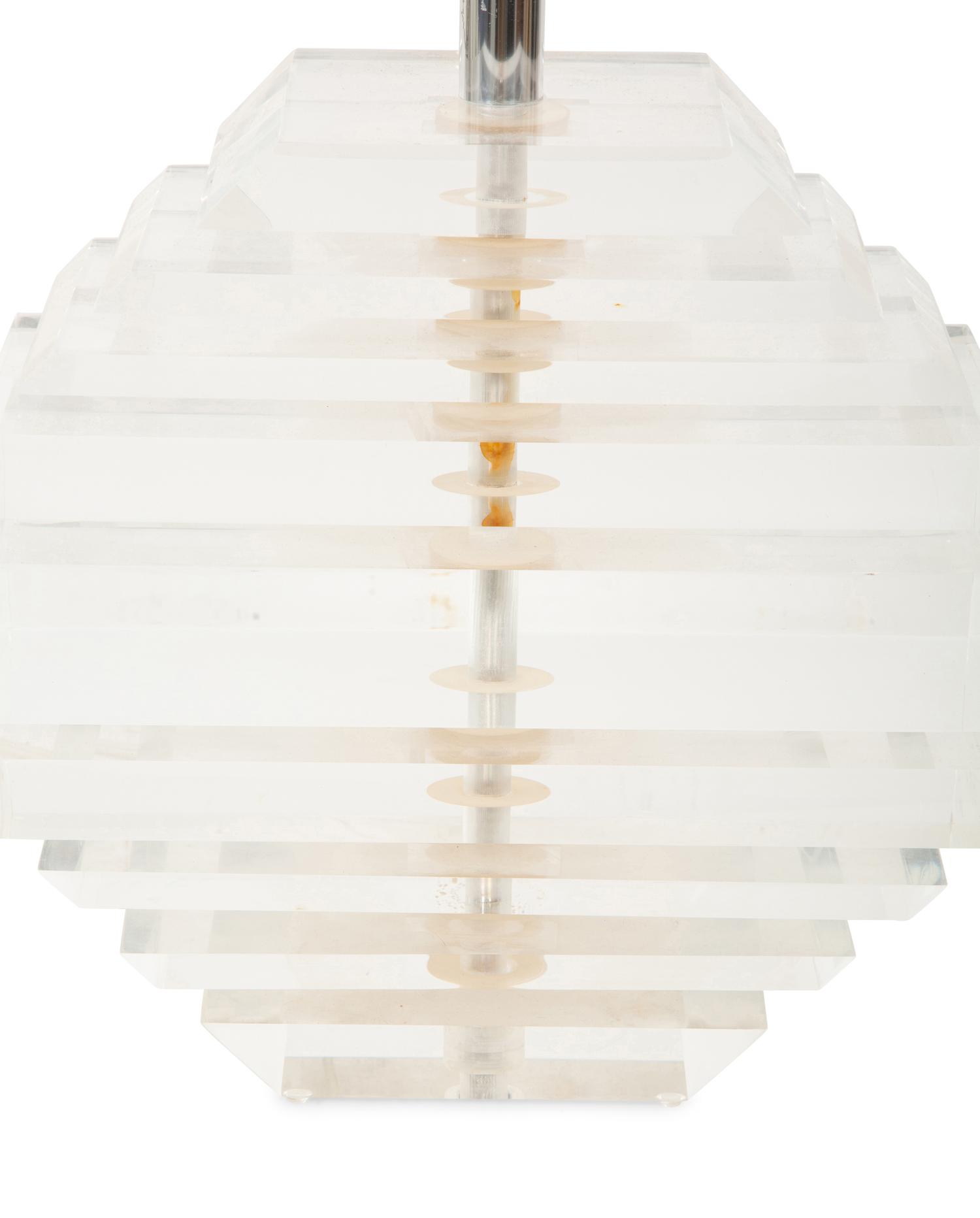 A Stacked Acrylic Table Lamp Attributed to Karl Springer