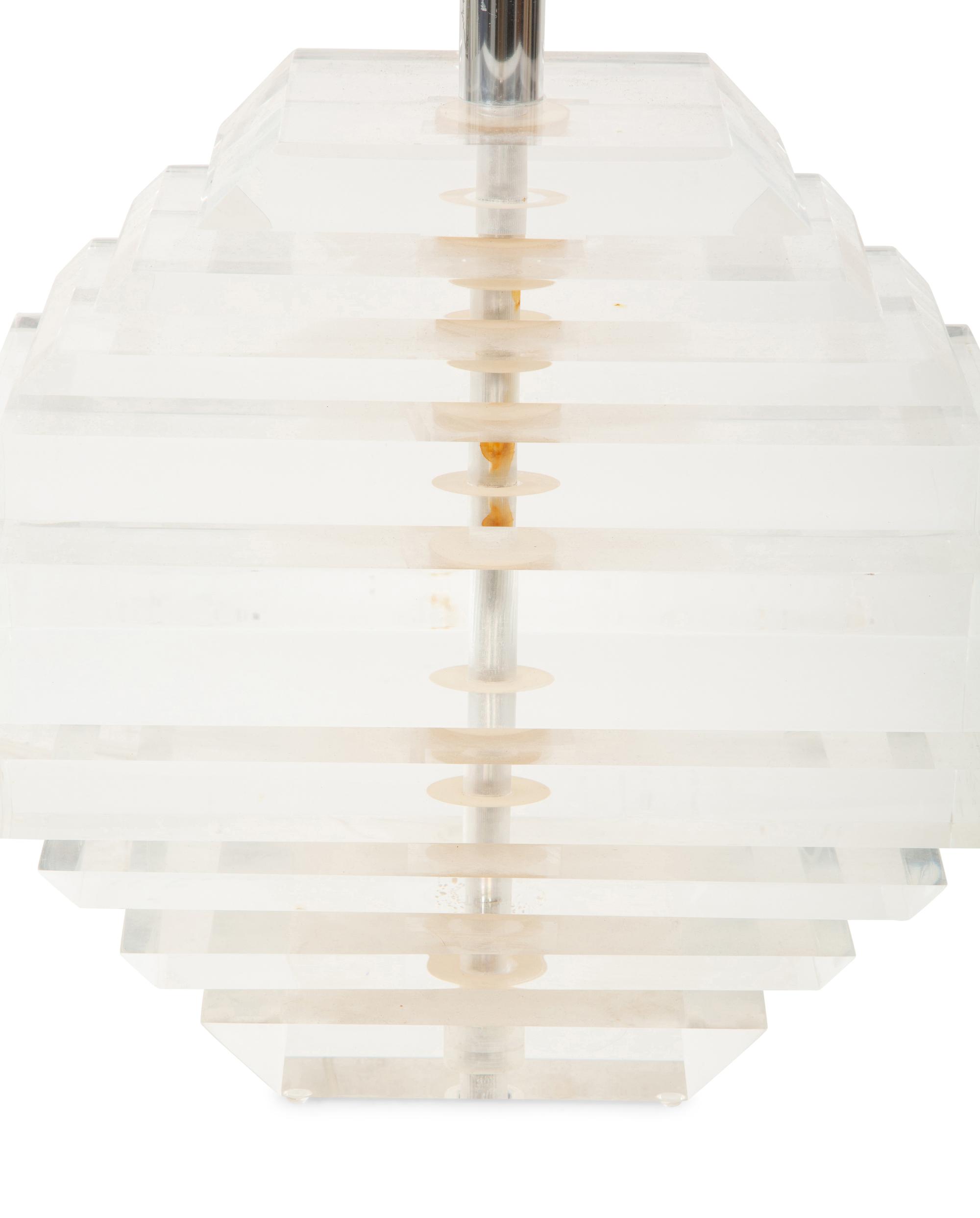 A Stacked Acrylic Table Lamp Attributed to Karl Springer