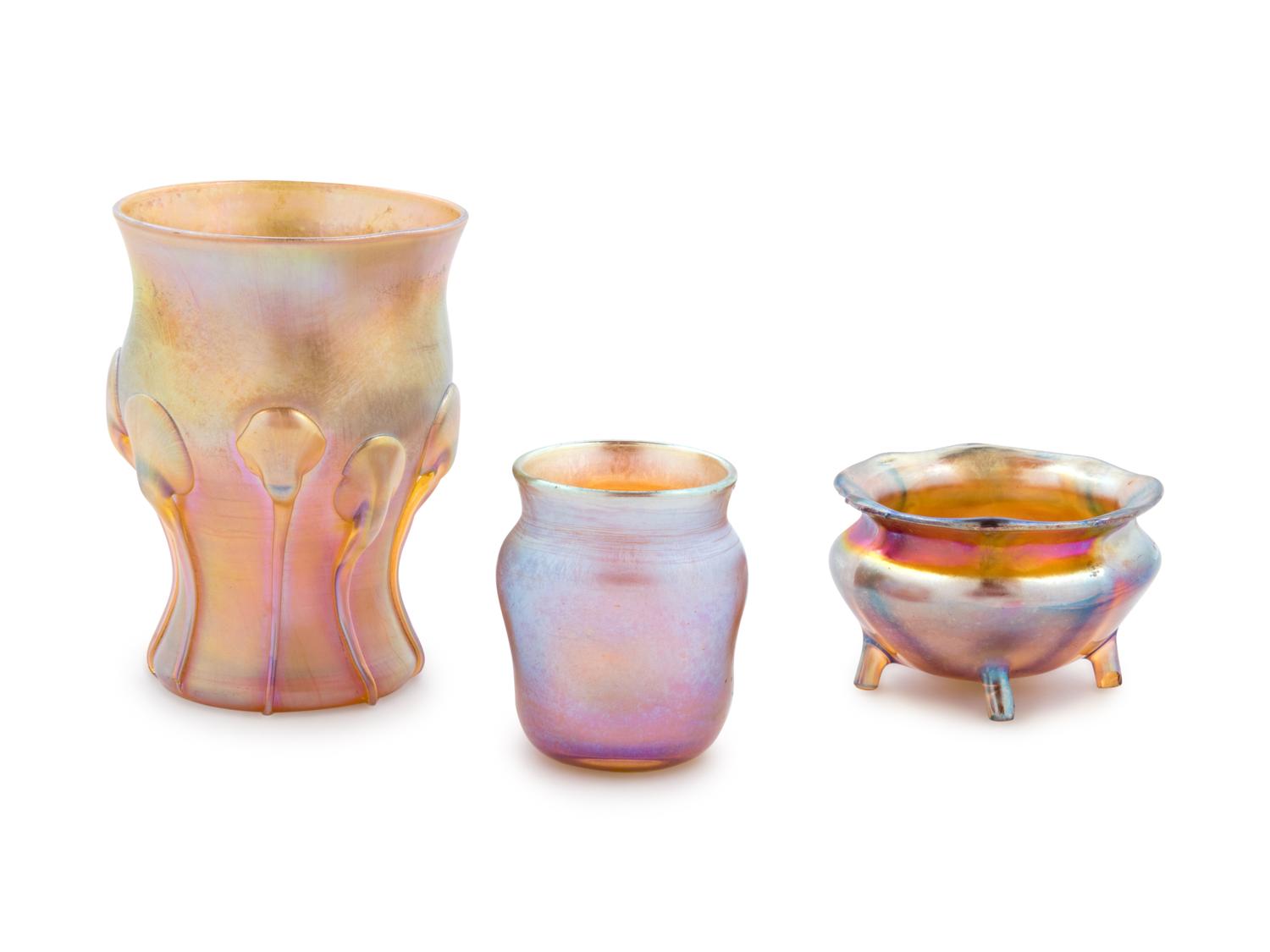Three Cabinet Articles, Comprising a vase, a salt cellar, and a toothpick holder