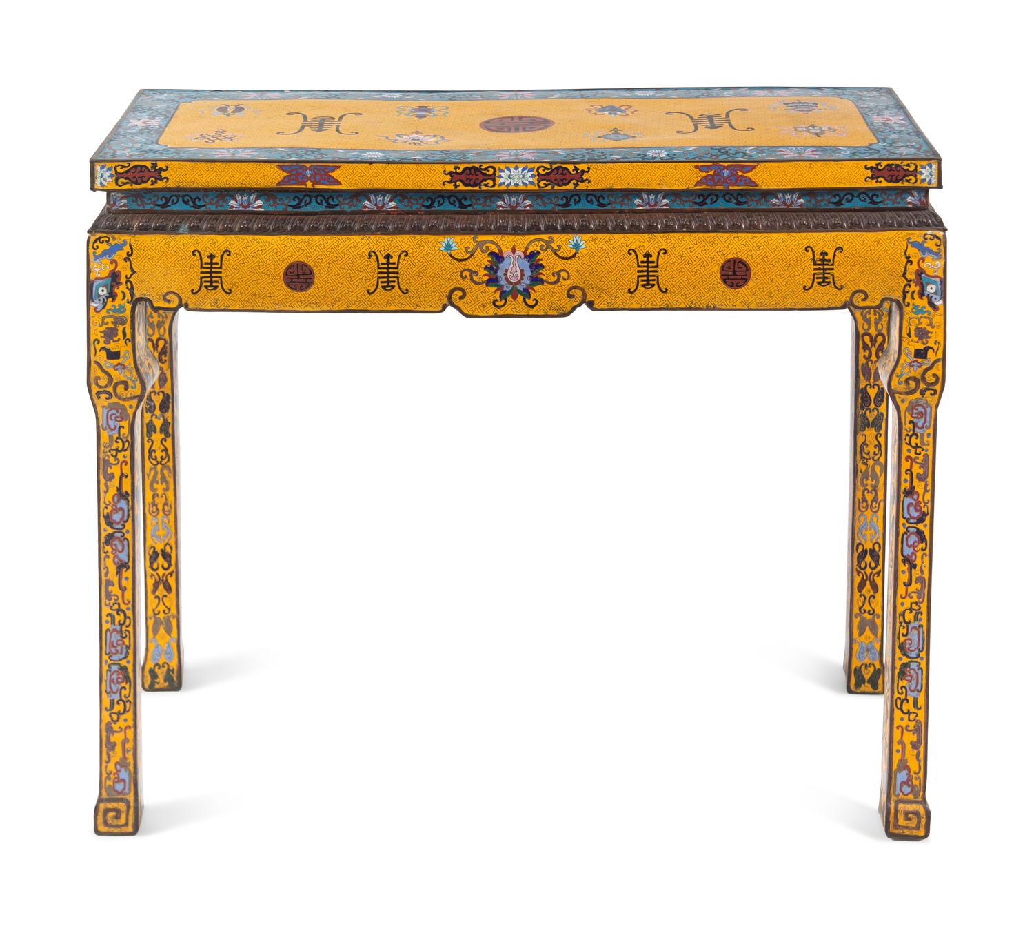 A Chinese Cloisonné Enamel Altar Table