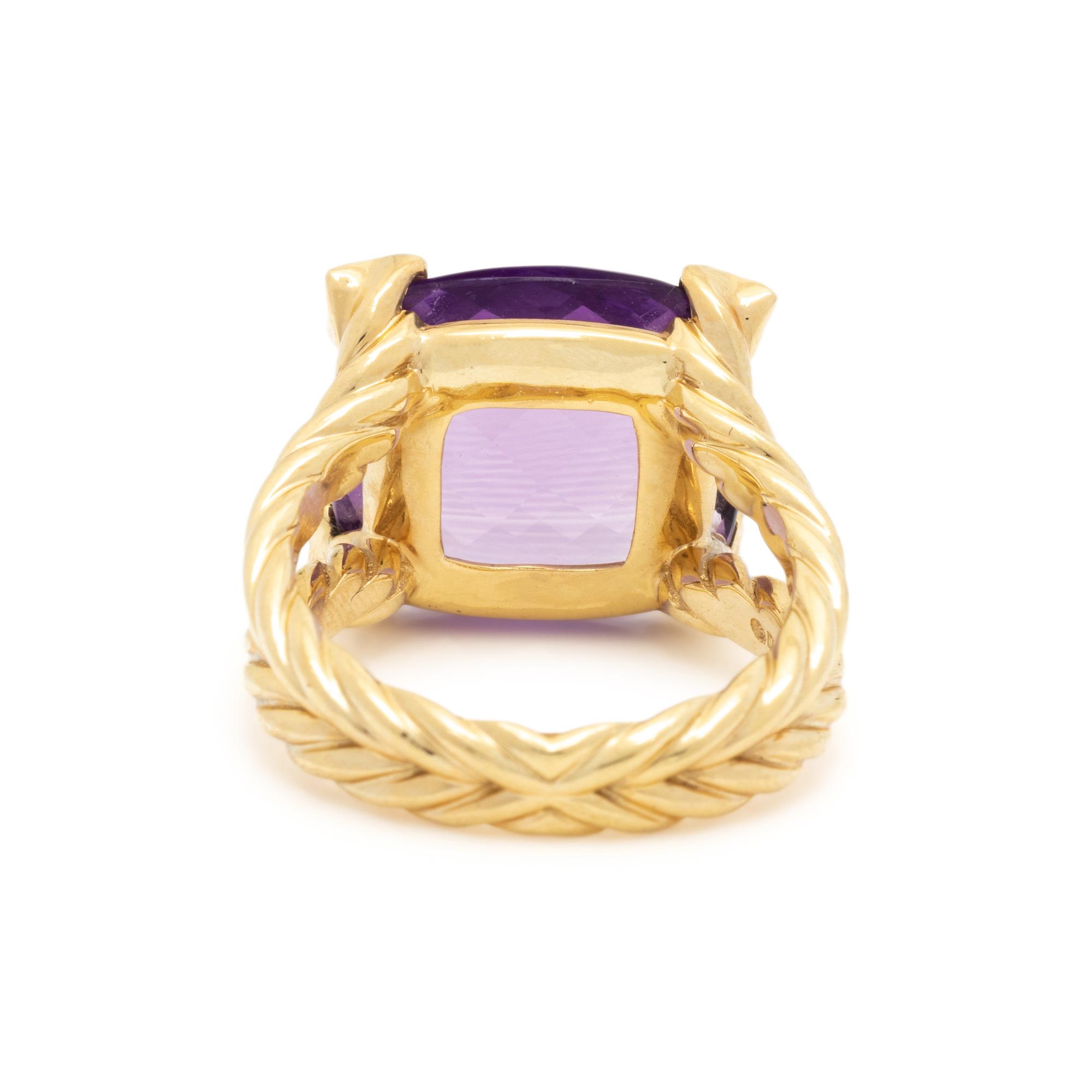 DAVID YURMAN, YELLOW GOLD, AMETHYST AND DIAMOND RING