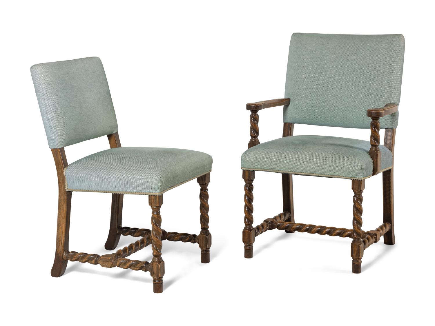 A Set of Six Jacobean Style Oak Dining Chairs