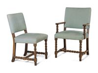 A Set of Six Jacobean Style Oak Dining Chairs