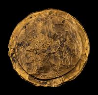 An Aztec or Toltec Gold Embossed Disc