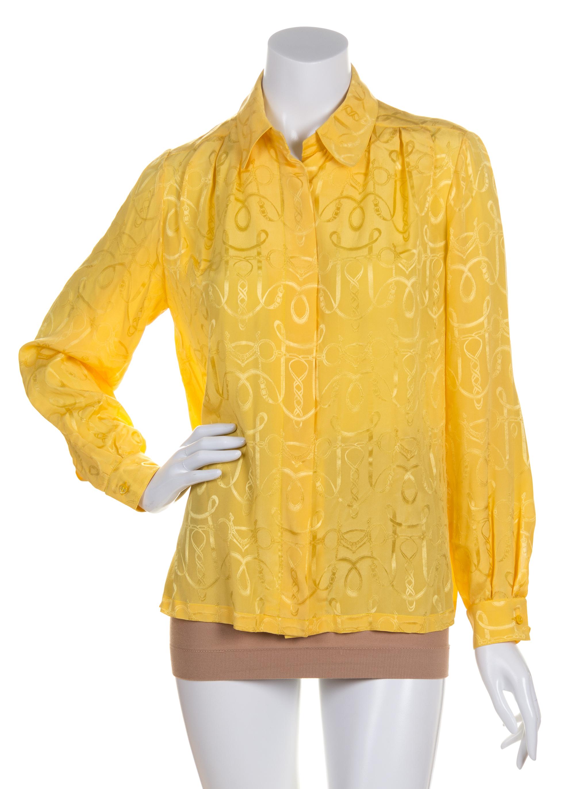 An Hermes Yellow Silk Blouse, Size 38.