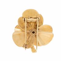 Yellow Gold, Ruby, and Diamond Clover Brooch