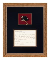 [LINCOLN ASSASSINATION]. A piece of President Abraham Lincoln's coat worn on the night of his assassination at Ford's Theatre, 14 April 1865.