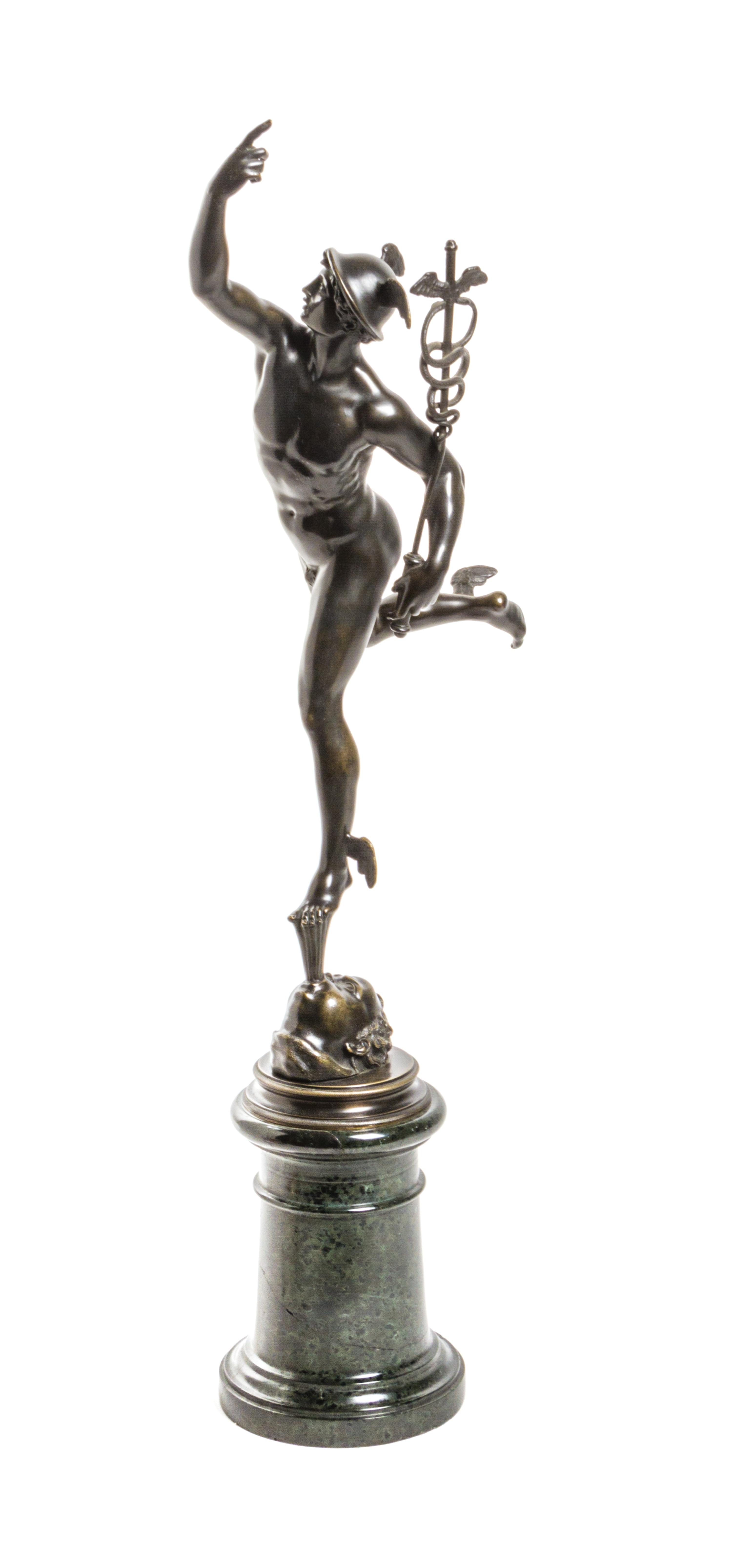 A Continental Bronze Figure, after Giambologna, Height overall 28 7/8 inches.