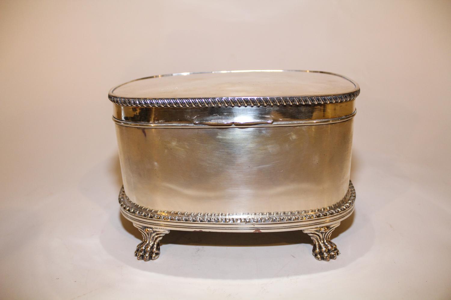 A Silver-Plate Table Casket. Height 5 3/4 inches.