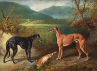 Three Greyhounds; together with Two Greyhounds with a Hare (A Pair)