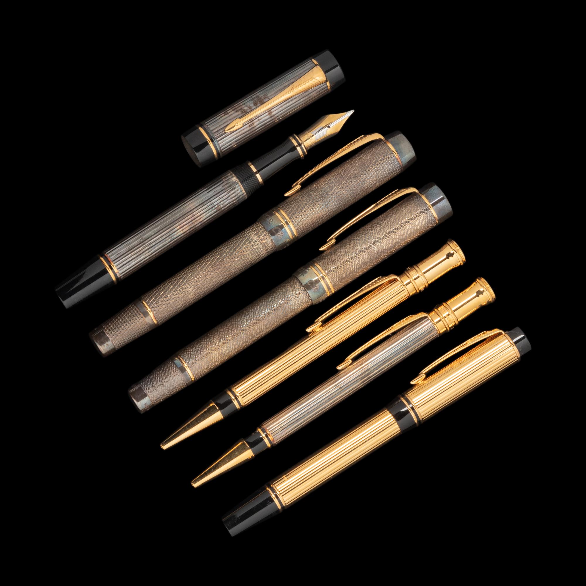 A Group of Six Parker Writing Instruments