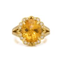CHARLES KRYPELL, YELLOW GOLD, CITRINE AND DIAMOND RING