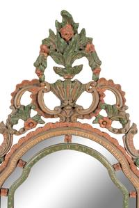 An Italian Polychrome Decorated Mirror