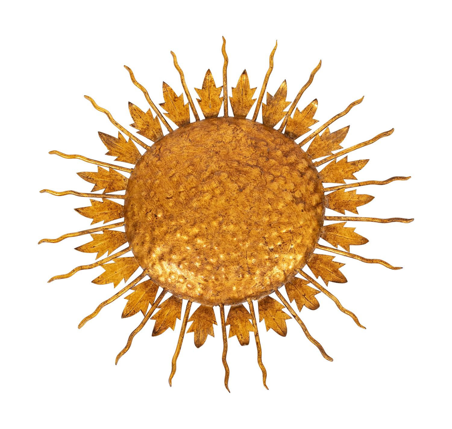 A Gilt Metal Sunflower Ceiling Fixture