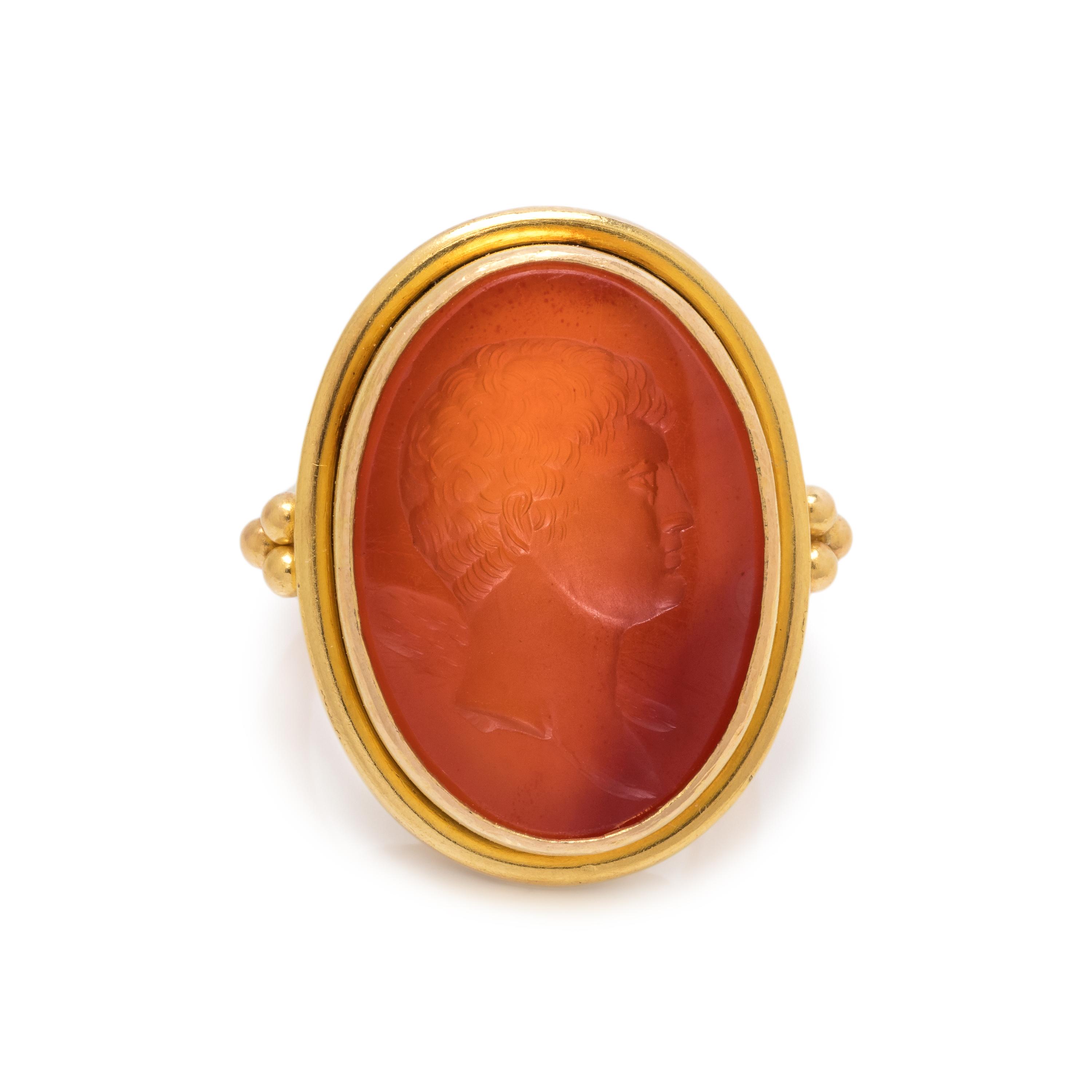 ELIZABETH LOCKE, CARNELIAN INTAGLIO RING