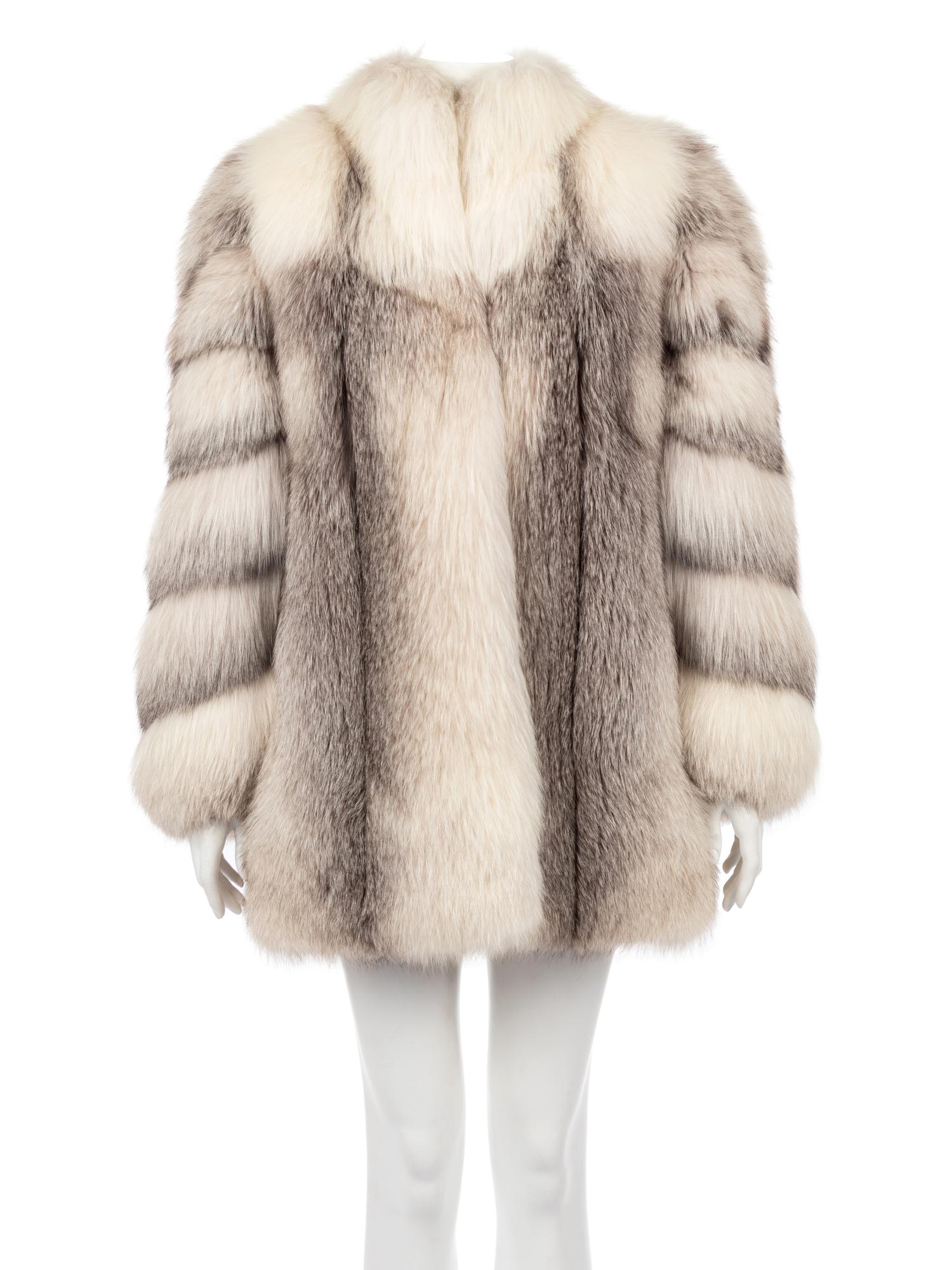 Yves Saint Laurent Gray Fox Coat, 1980s