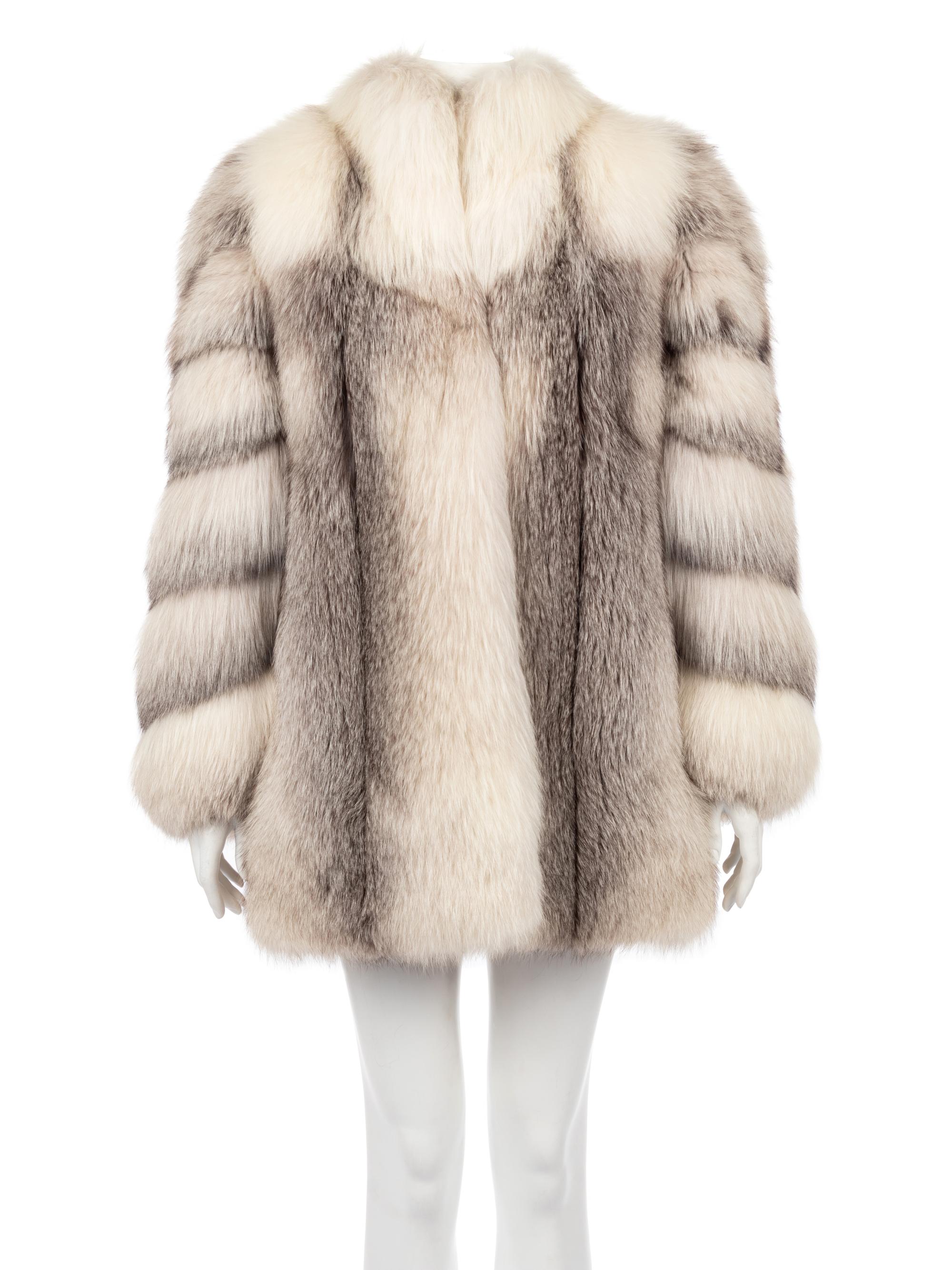 Yves Saint Laurent Gray Fox Coat, 1980s