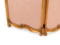 A French Carved Giltwood, Upholstery and Mirror Screen