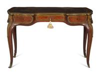 A Louis XV Style Gilt Bronze Mounted Parquetry Bureau Plat