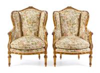 A Louis XVI Style Giltwood Salon Suite Height of settee 46 1/2 x width 56 x depth 34 inches. — LATE 19TH/EARLY 20TH CENTURY