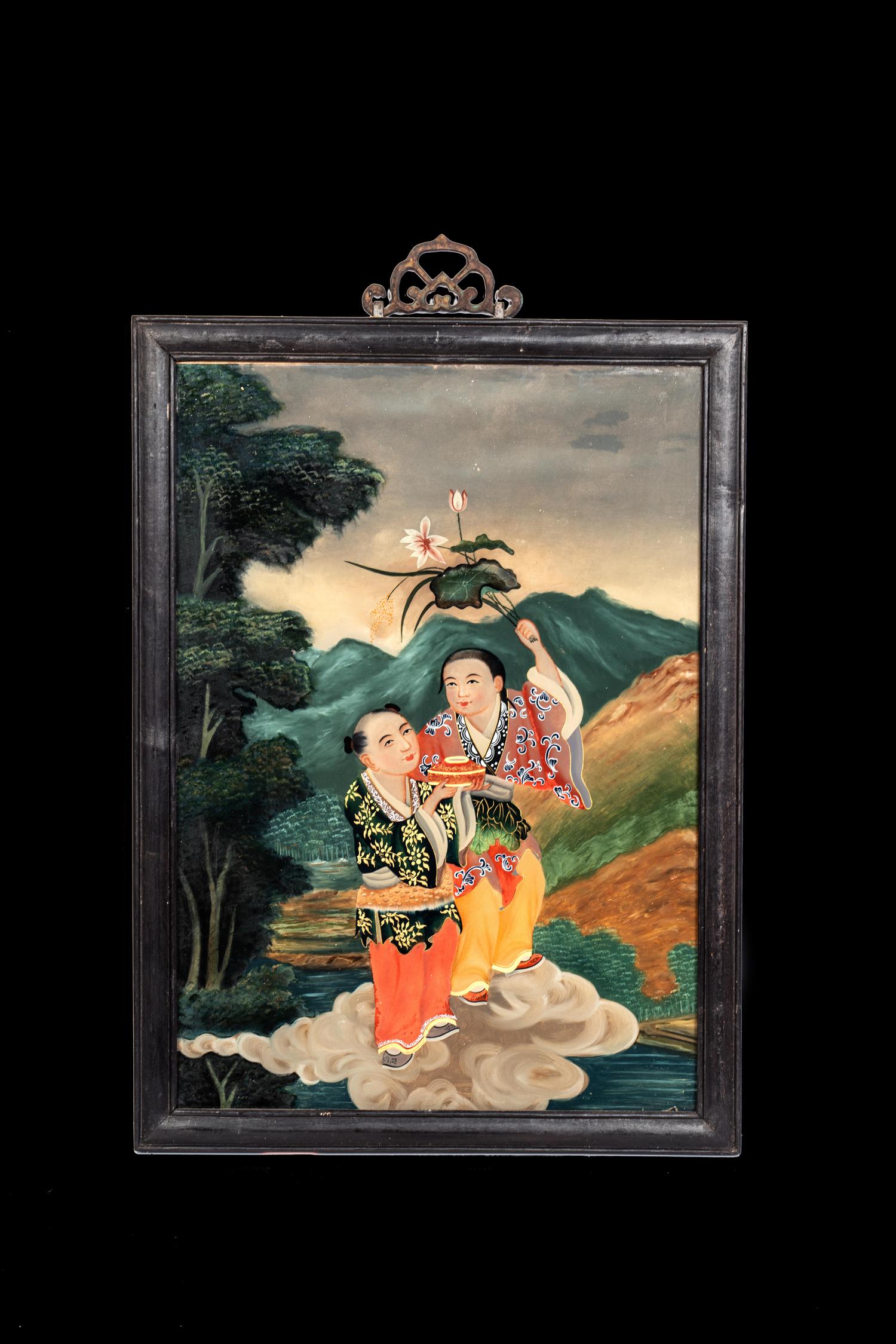Six Chinese Reverse Glass Paintings