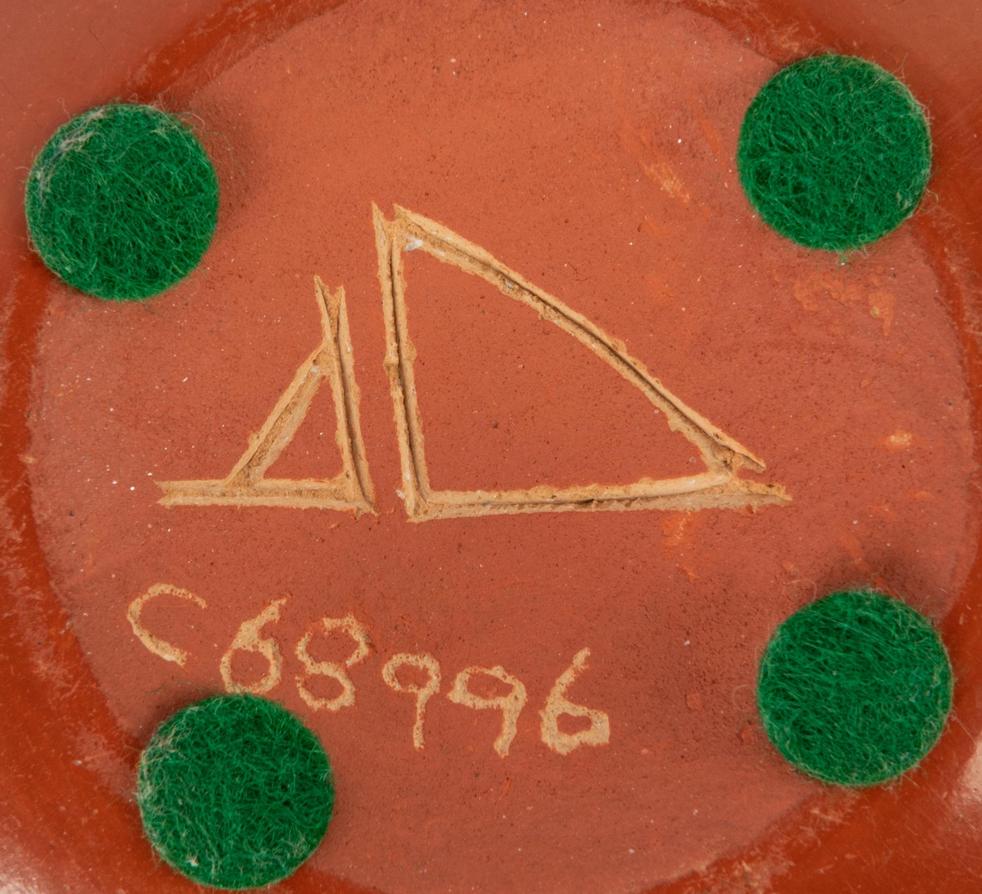 Redware Pottery Jar with Turquoise Cabochons