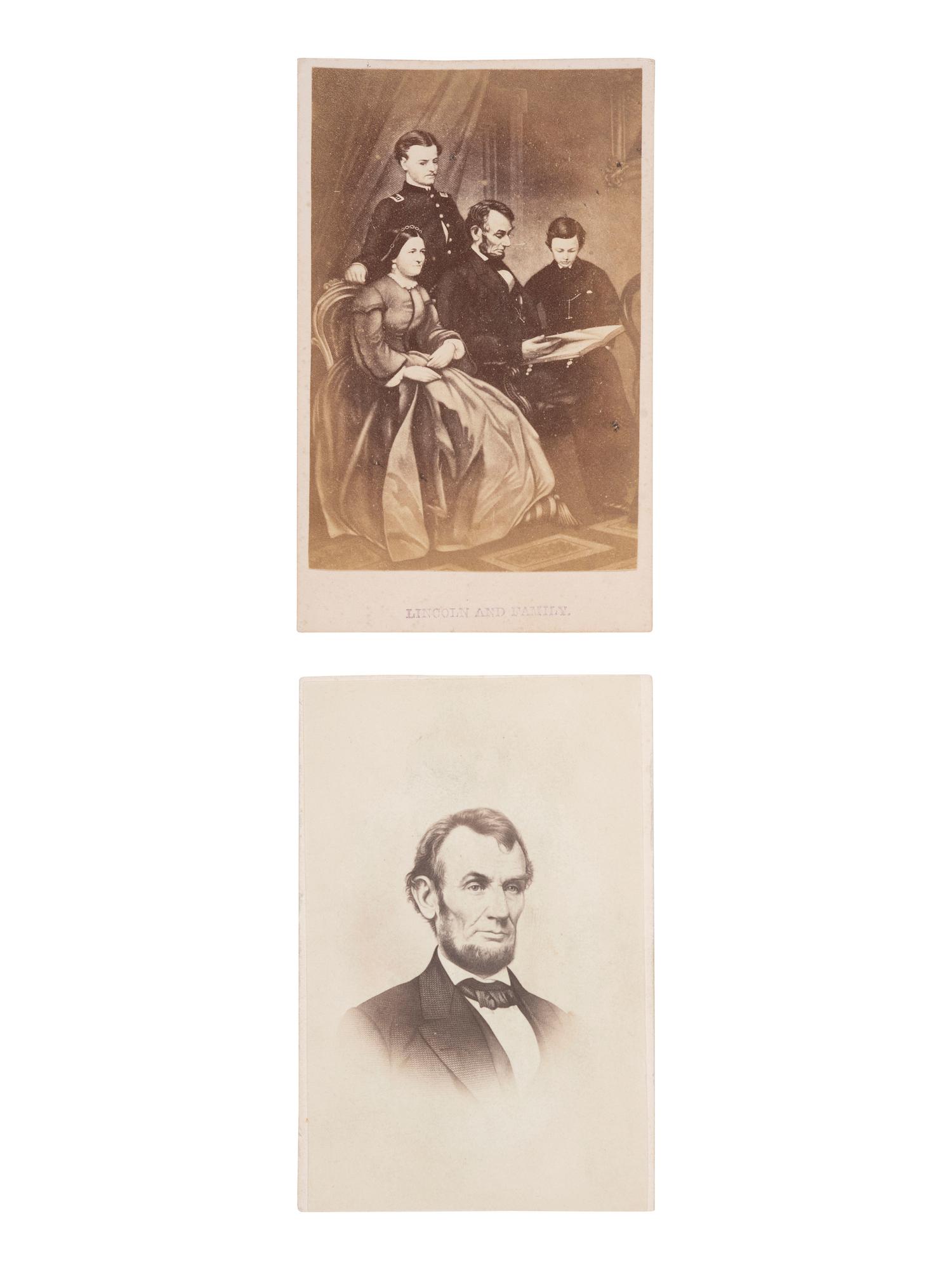 [LINCOLN, Abraham (1809-1865)]. A group of 3 CDVs of Abraham Lincoln, highlighted by portrait taken by Alexander GARDNER.
