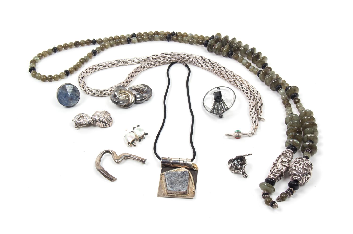 An Assortment of Silvertone Jewelry,