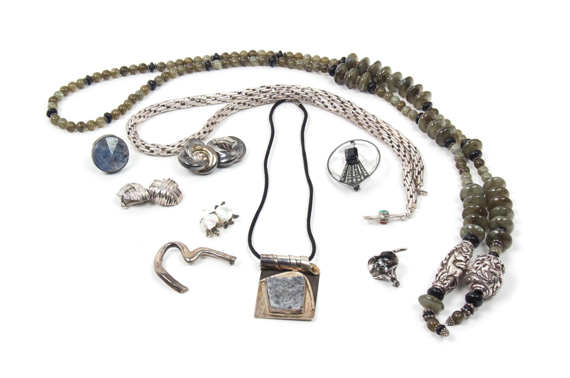 An Assortment of Silvertone Jewelry,