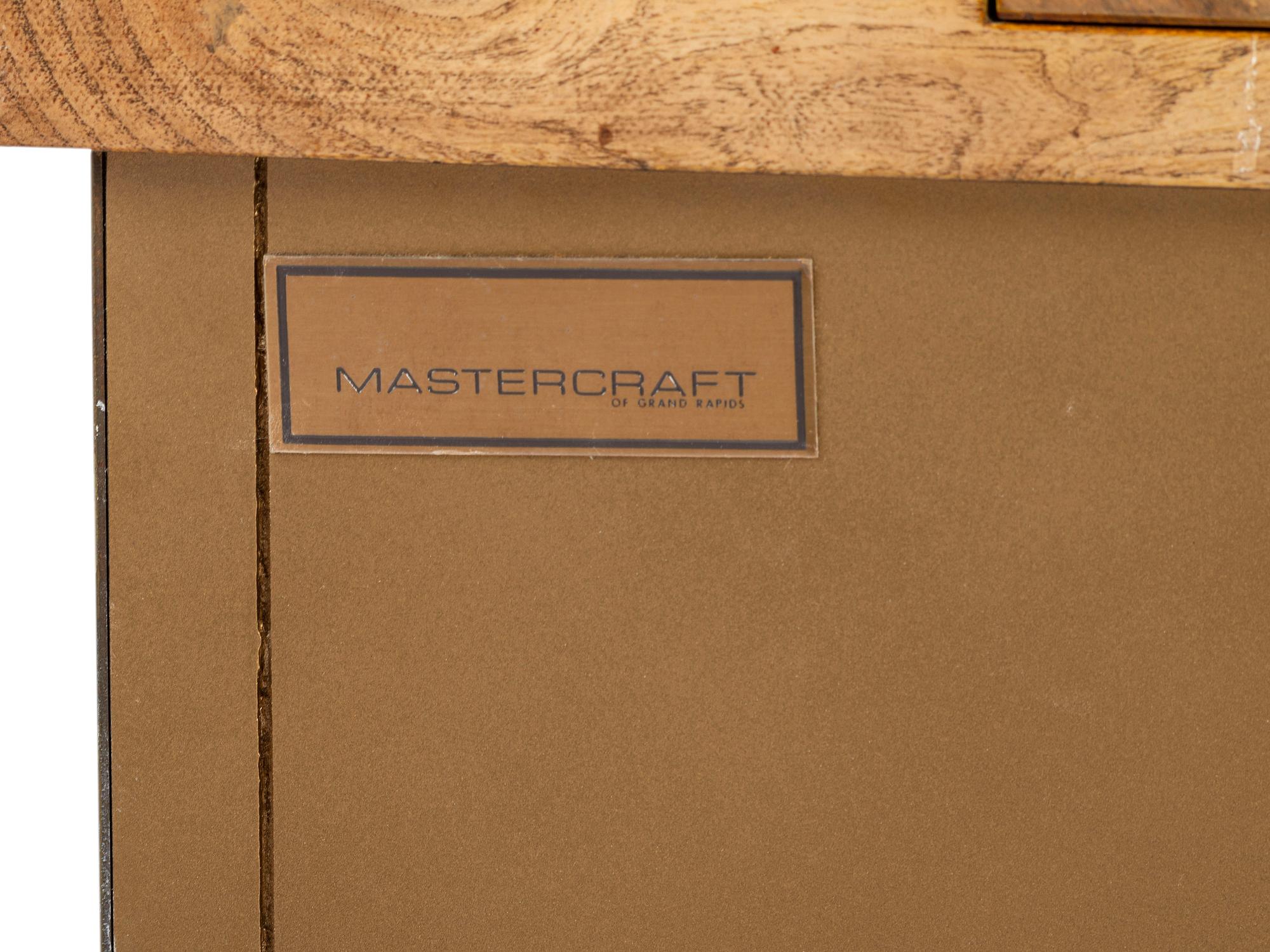 A Mastercraft Brass and Burlwood Bar Cabinet