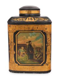 A Large English Tôle Tea Caddy