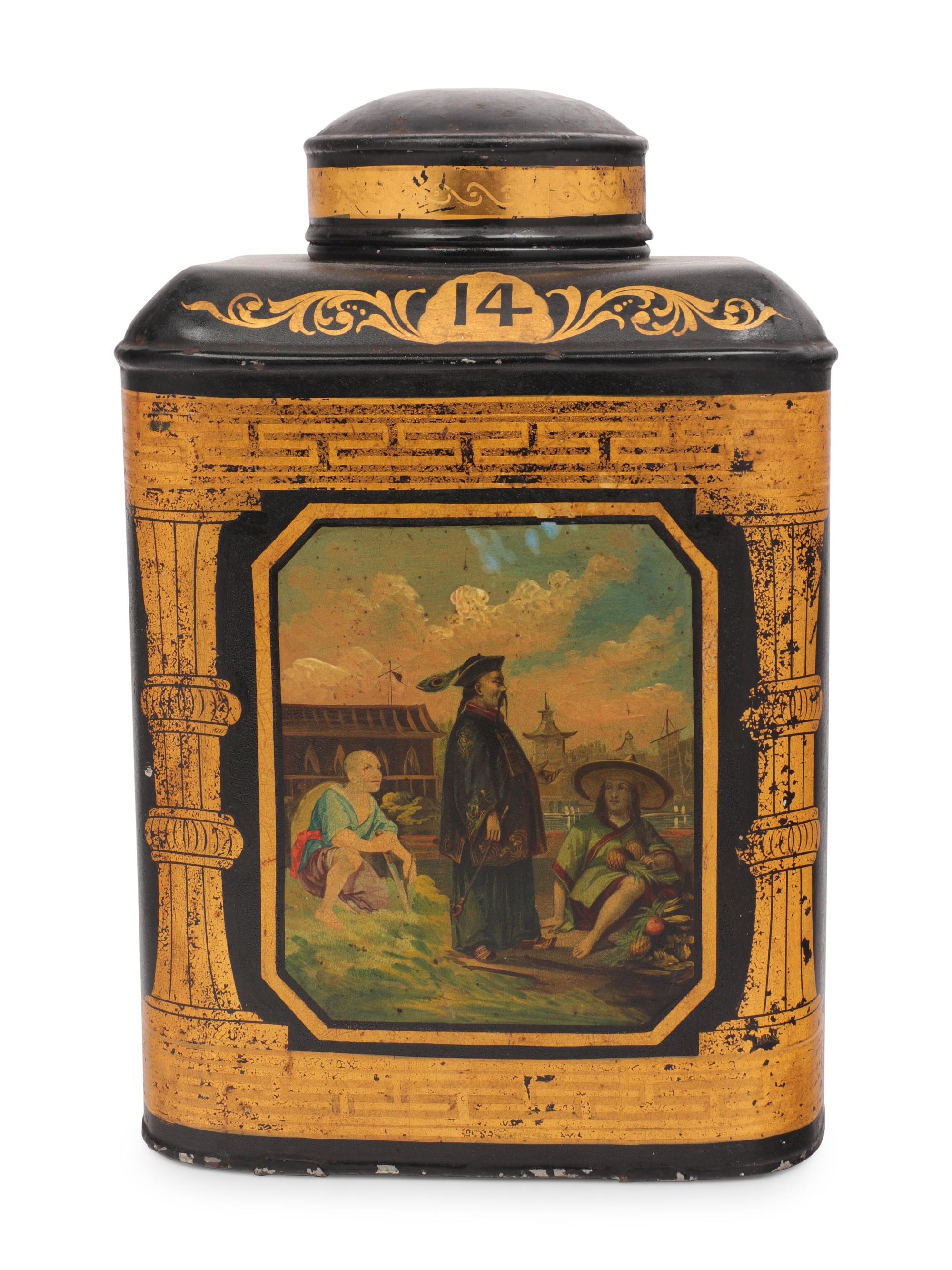 A Large English Tôle Tea Caddy