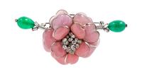 A Pink Gripoix Camelia Brooch. 3.5" L x 2" W.