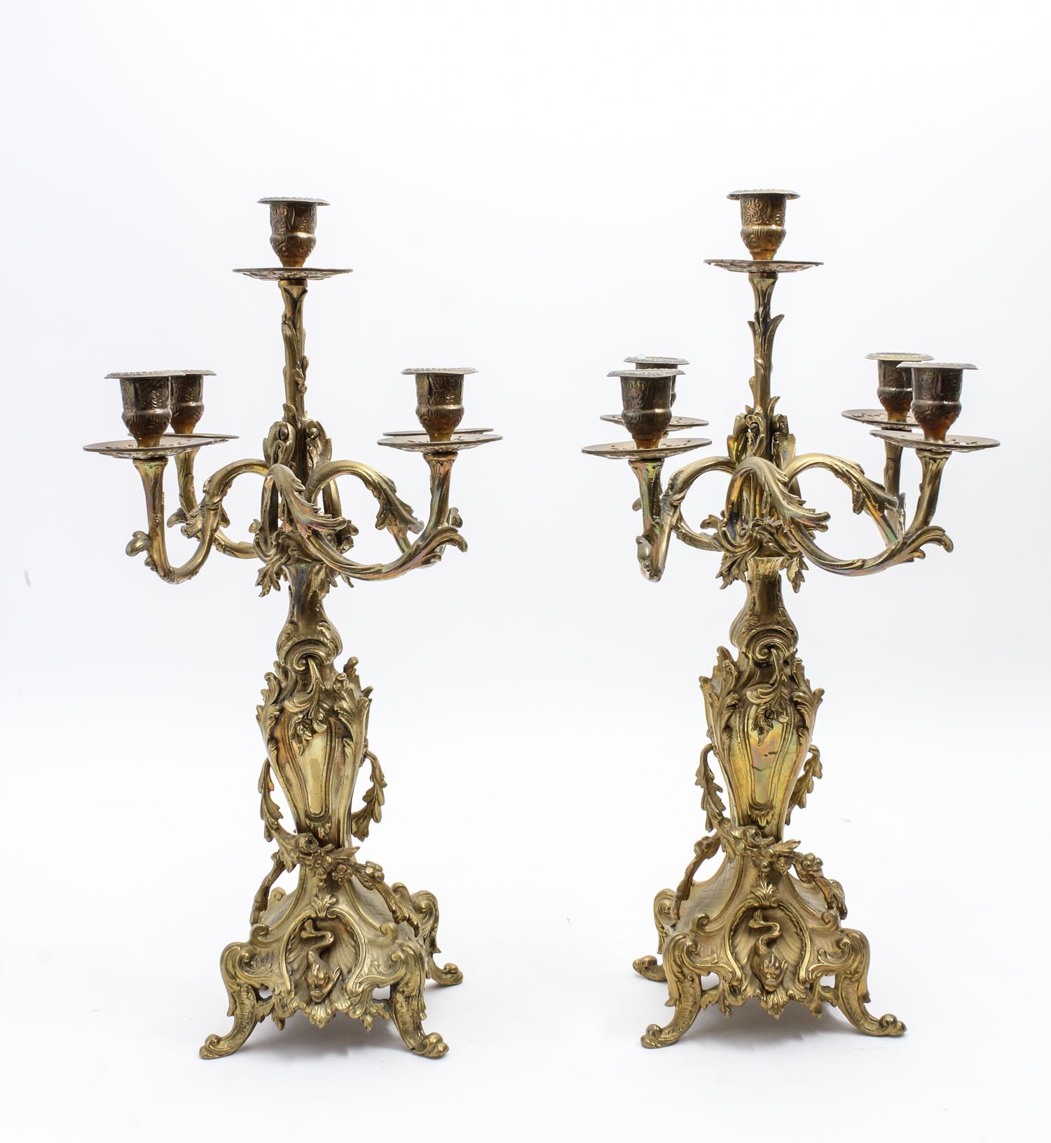 A Pair of Empire Style Gilt Metal Candelabra Height 18 1/4 inches. — 19TH/20TH CENTURY