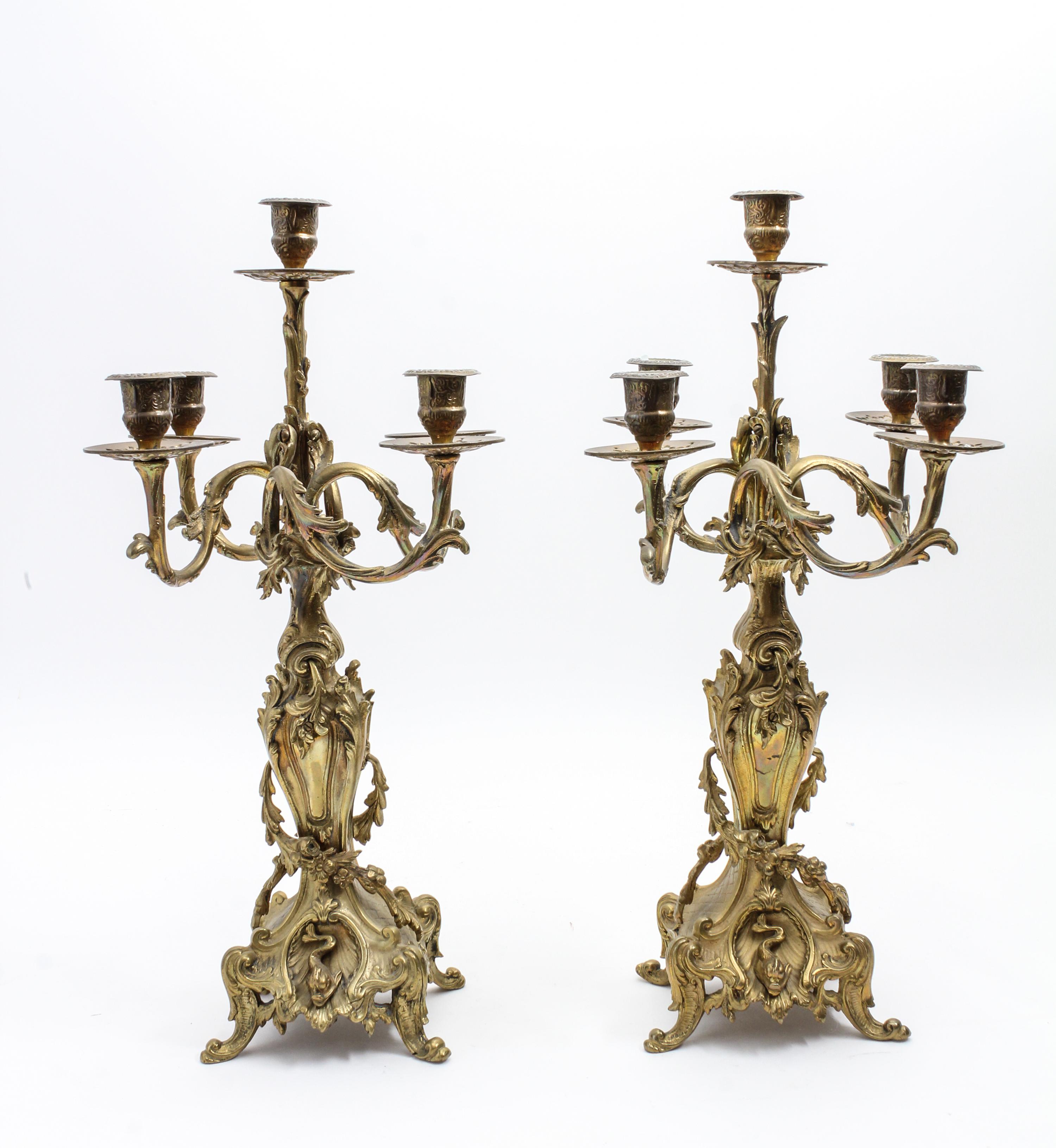 A Pair of Empire Style Gilt Metal Candelabra Height 18 1/4 inches. — 19TH/20TH CENTURY
