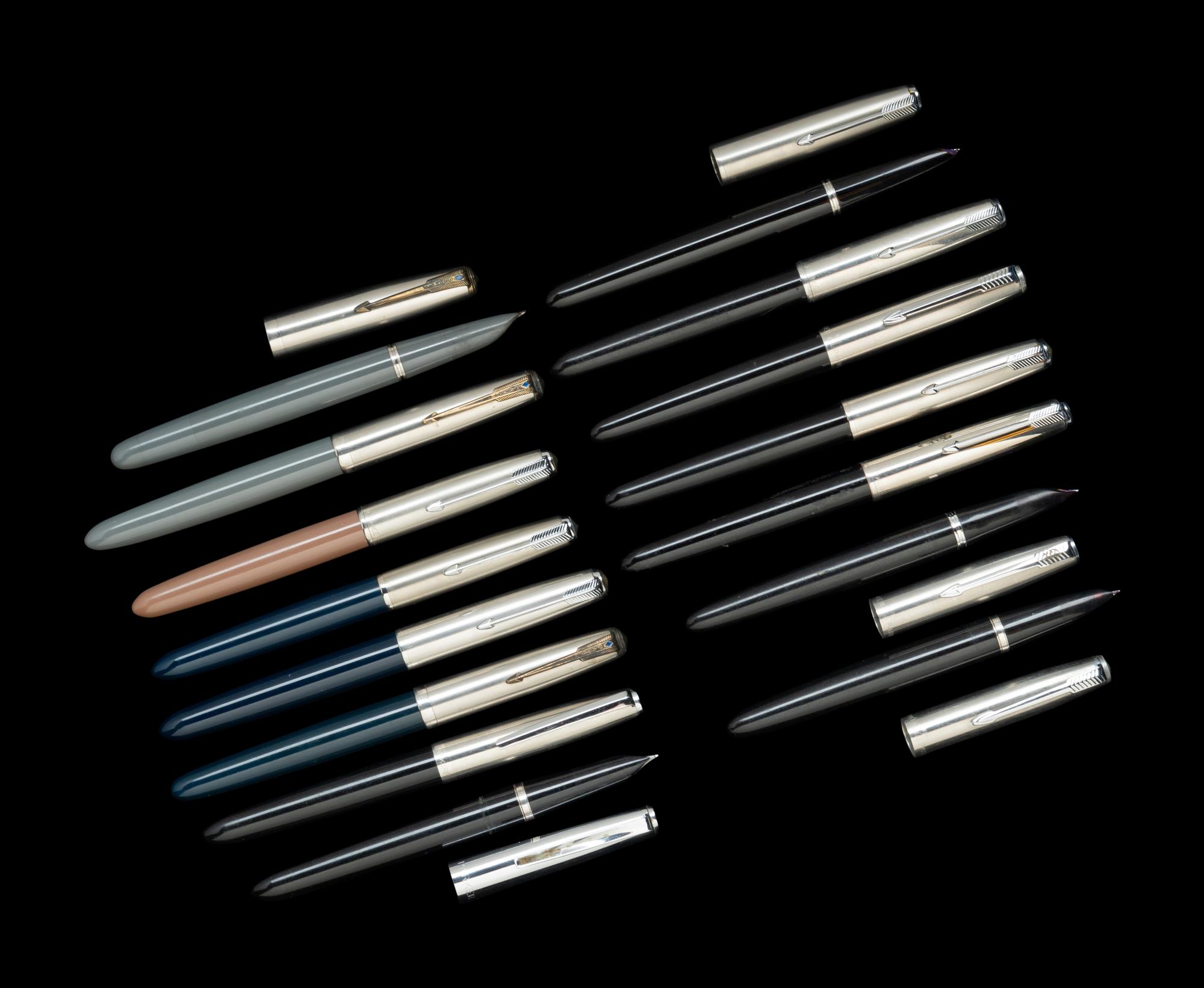 A Collection of Fifteen Parker Fountain Pens