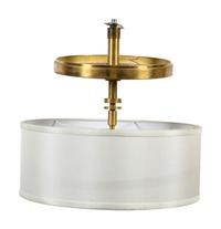 A Contemporary Brass "Sunburst" Light Fixture and a Brass Fixture with a Drum Shade