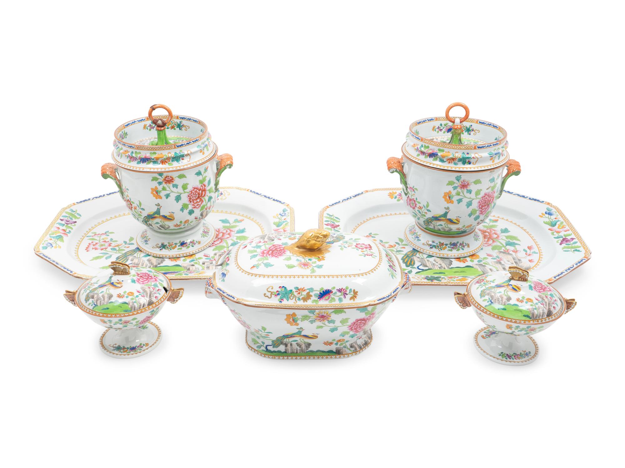 A Group of Spode Peacock Ironstone Serving Articles