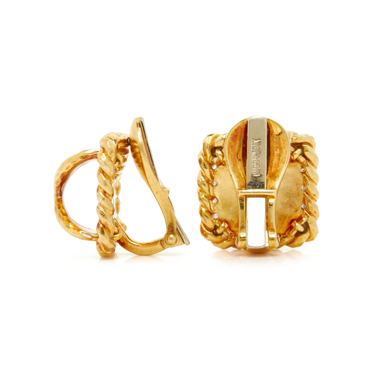 DAVID WEBB, YELLOW GOLD AND ROCK CRYSTAL CLIP EARRINGS