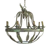 A Pair of Italian Baroque Style Grey-Patinated Iron Eight-Light Chandeliers — 20TH CENTURY