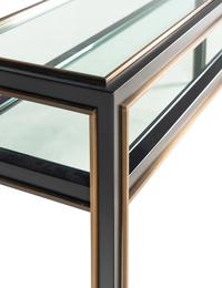 A Holly Hunt Coated Steel, Bronze and Glass Console Table