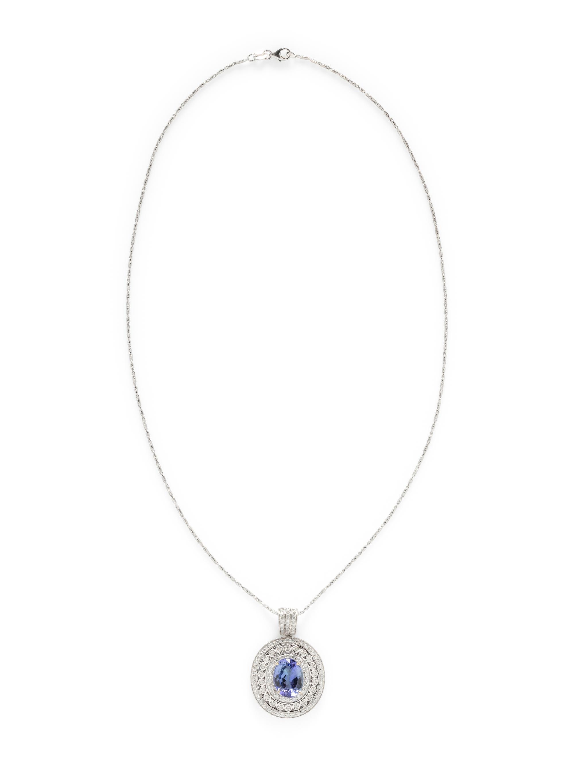 TANZANITE AND DIAMOND PENDANT NECKLACE