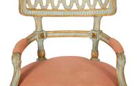 A Pair of Venetian Painted and Parcel Gilt Armchairs