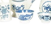 A Collection of Six English Blue and White Porcelain Articles — 18TH CENTURY