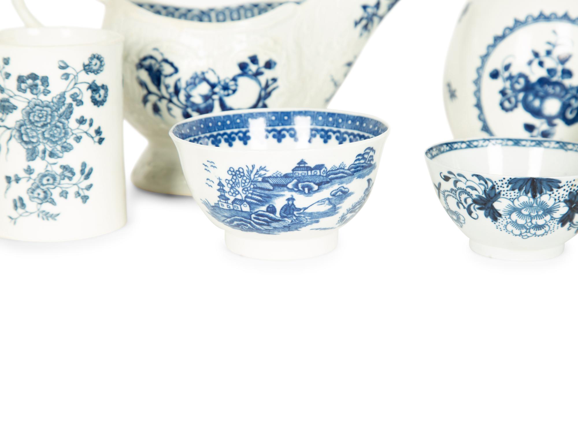 A Collection of Six English Blue and White Porcelain Articles — 18TH CENTURY
