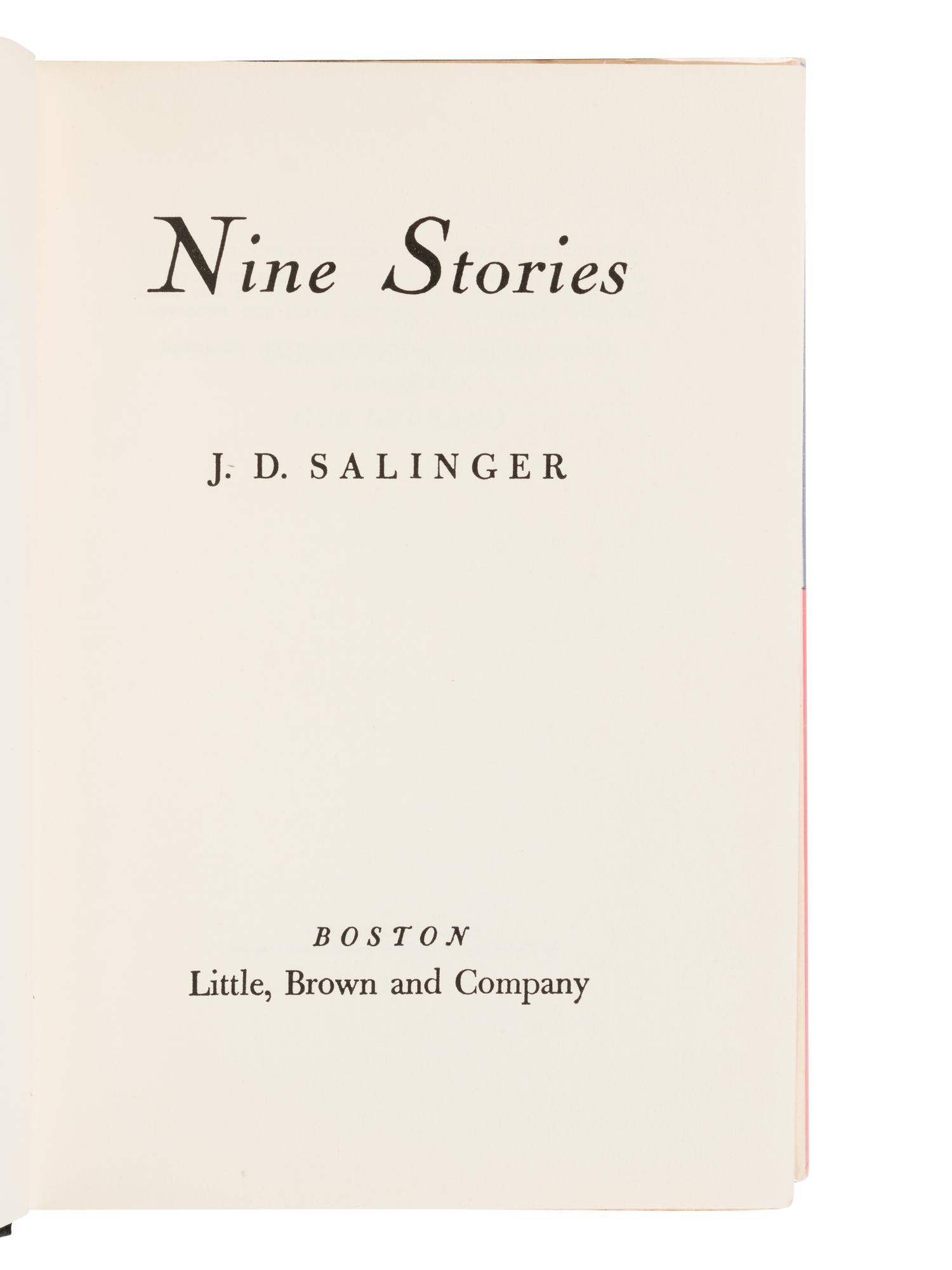 SALINGER, Jerome David (1919-2010). Nine Stories . Boston: Little, Brown and Company, 1953.