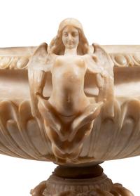 A Continental Alabaster and Marble Urn and Pedestal