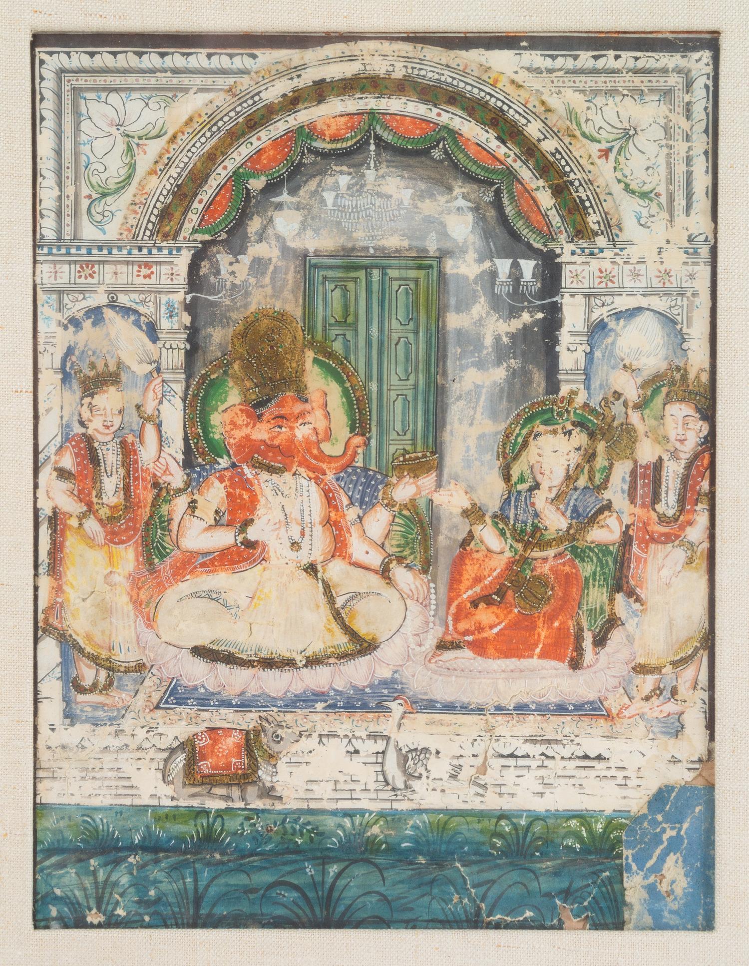 An Indian Gouache Painting on Paper 10 1/4 x 7 7/8 inches (image).