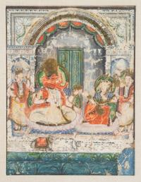 An Indian Gouache Painting on Paper 10 1/4 x 7 7/8 inches (image).